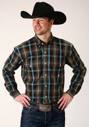 Bold Statements Roper Mens Dark Chocolate 100% Cotton Plaid BD L/S Button Shirt Roper Mens Dark Chocolate 100% Cotton Plaid BD L/S Button Shirt All-Weather Ready