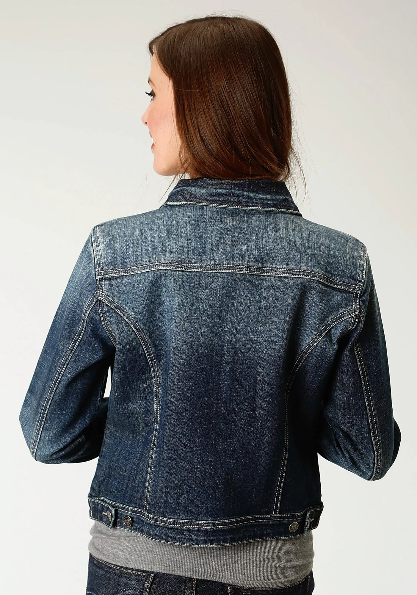 Date Night Summer Vibes Affordable Neutral Holiday Vibes Roper Womens Blue Cotton Blend Sanded Denim Jacket