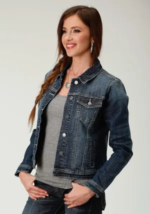 Bold Vision Roper Womens Blue Cotton Blend Sanded Denim Jacket Roper Womens Blue Cotton Blend Sanded Denim Jacket Softened Seams fresh feel