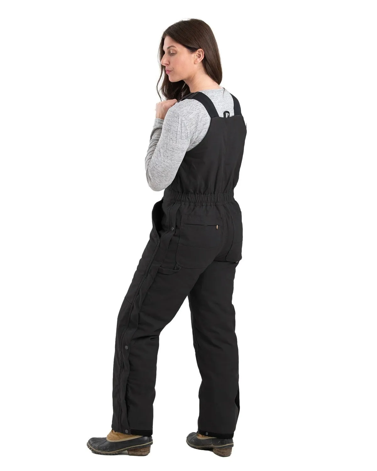 Berne Apparel Womens Softstone Duck Insulated Black 100% Cotton Bib Overall Effortless Layer Neutral Daily Wear