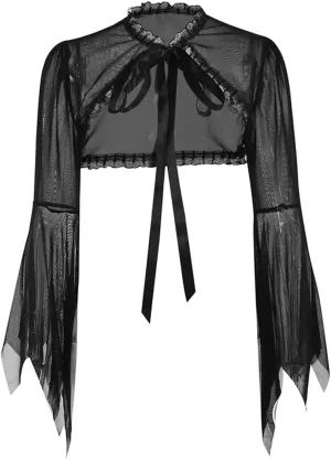 Bolero Shrug Top Trad Goth Black Shawls and Wraps for Evening Dresses Short Cardigan
