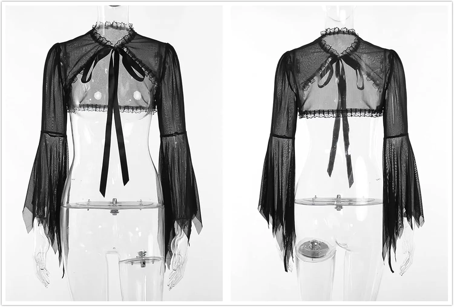 Bolero Shrug Top Trad Goth Black Shawls and Wraps for Evening Dresses Short Cardigan