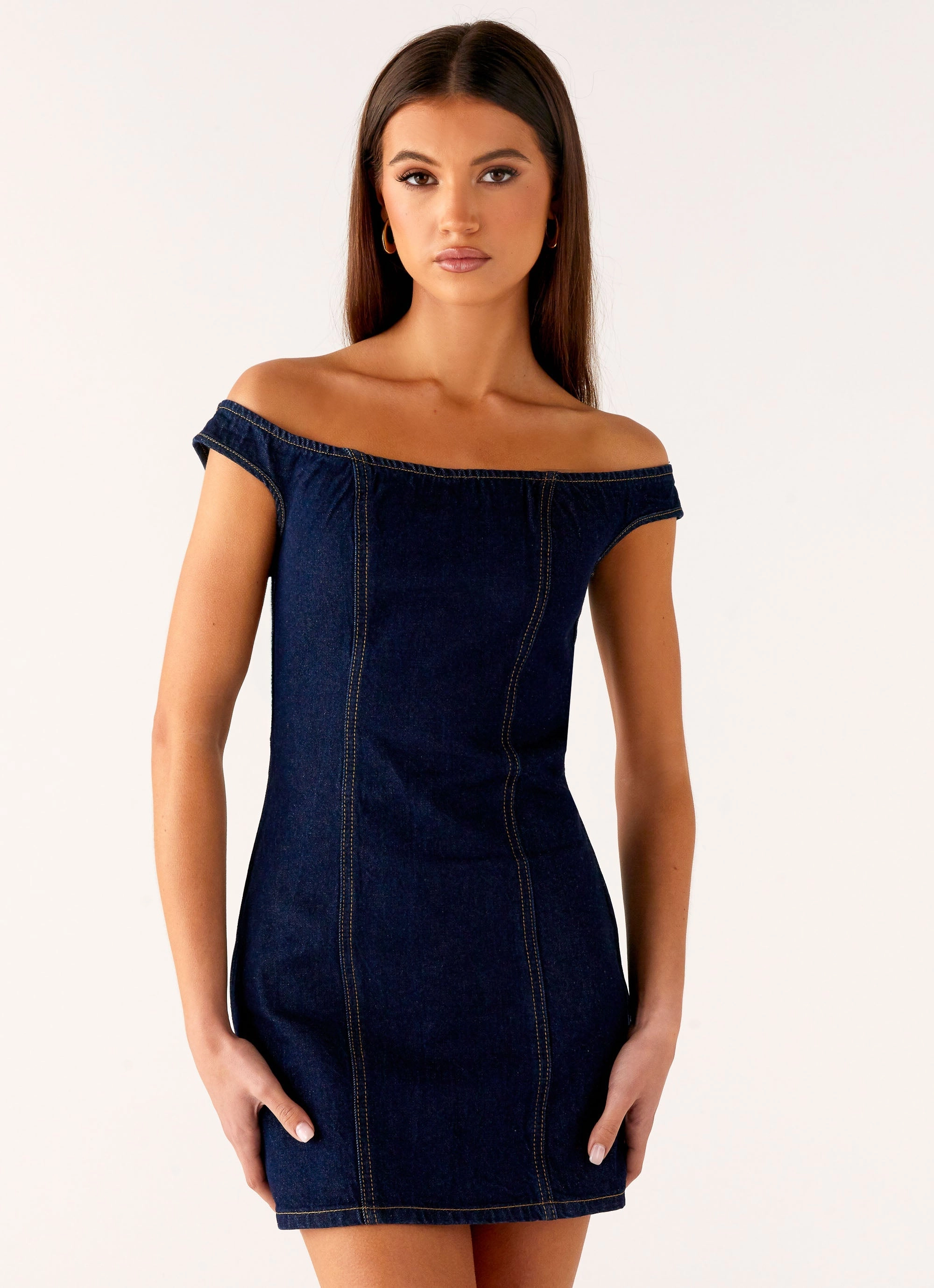 Bonnie Denim Mini Dress - Indigo Charming Fit