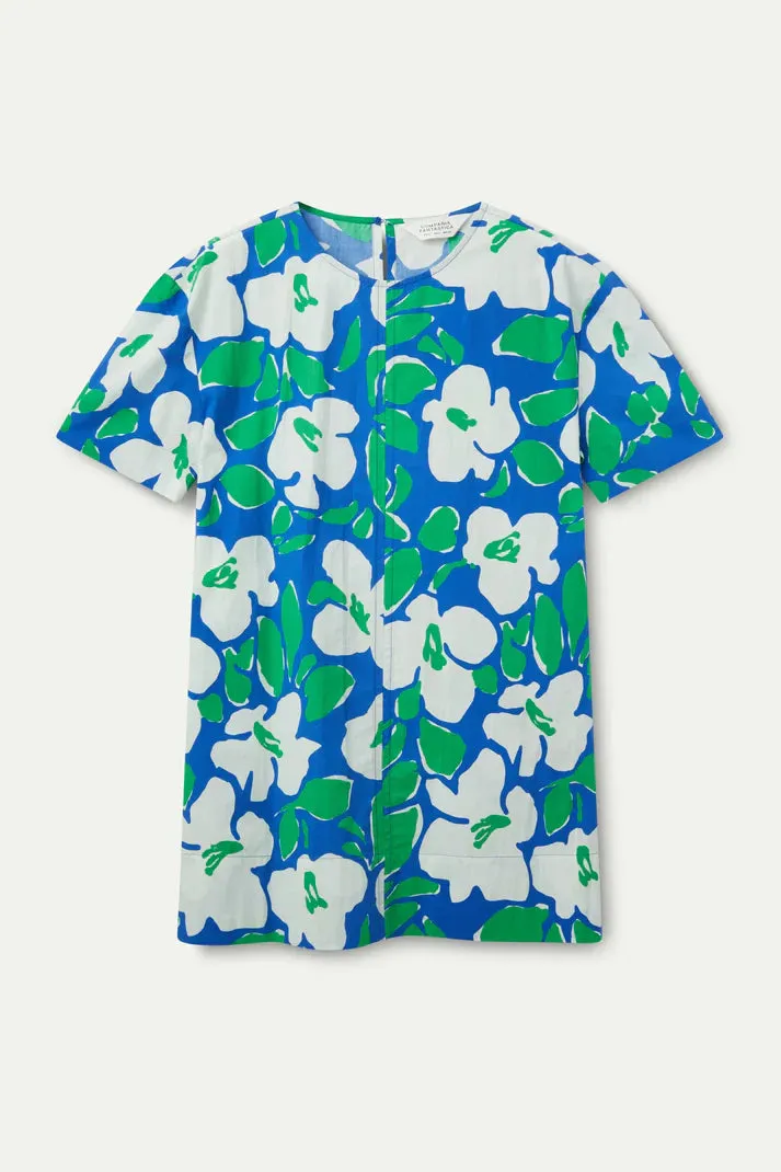 Clean Comfort Bosco Print Shift Dress in Blue Multi