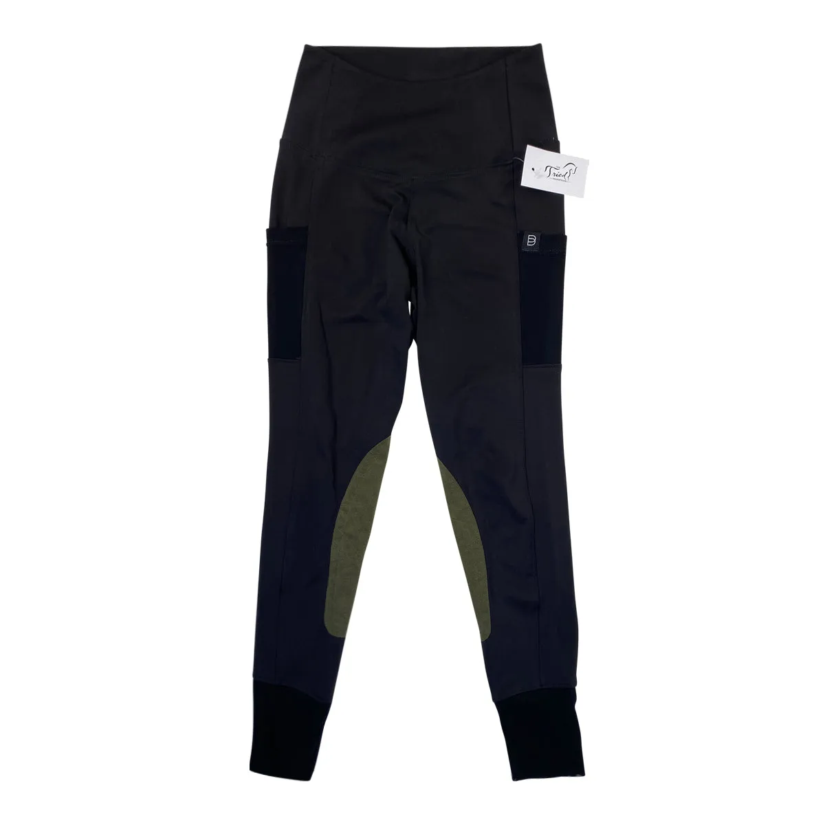 Botori Riding Tights in Black/Olive - Women's Small