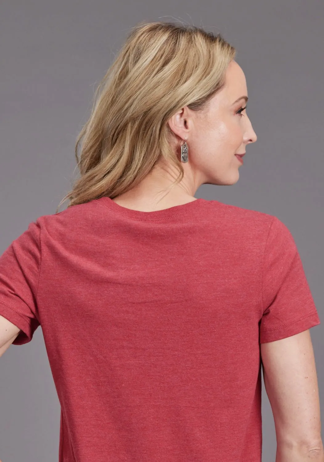 Stetson Womens The Hat Of The West Red Cotton Blend S/S T-Shirt Soft Touch Fabric Luxurious Feel