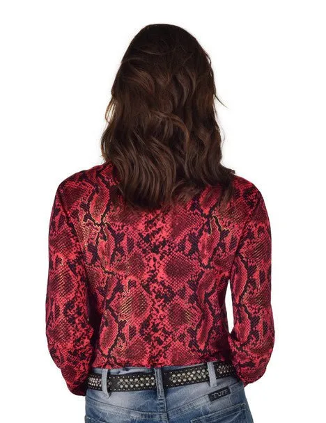 Beach Attire No Slip Shoulder Grip Cowgirl Tuff Womens Pullover Snake Watermelon Polyester L/S Shirt