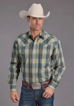 Bound Seam Construction Stetson Mens Vintage Indigo Plaid Blue 100% Cotton L/S Shirt Stetson Mens Vintage Indigo Plaid Blue 100% Cotton L/S Shirt Breathable Comfort All Day Comfort Tech