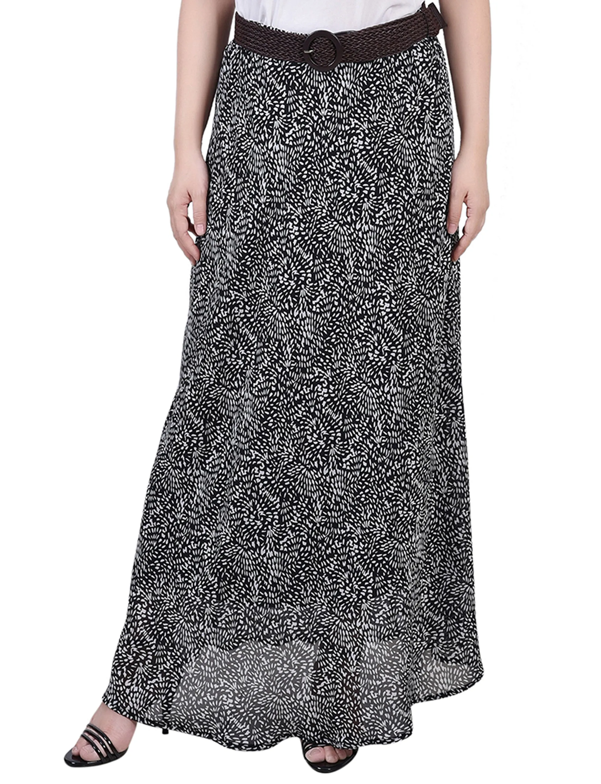 Jewel Accent Petite Chiffon Maxi Skirt