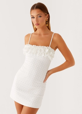 Bowden Mini Dress - Ivory Floral Print Bowden Mini Dress - Ivory Chic and Stylish