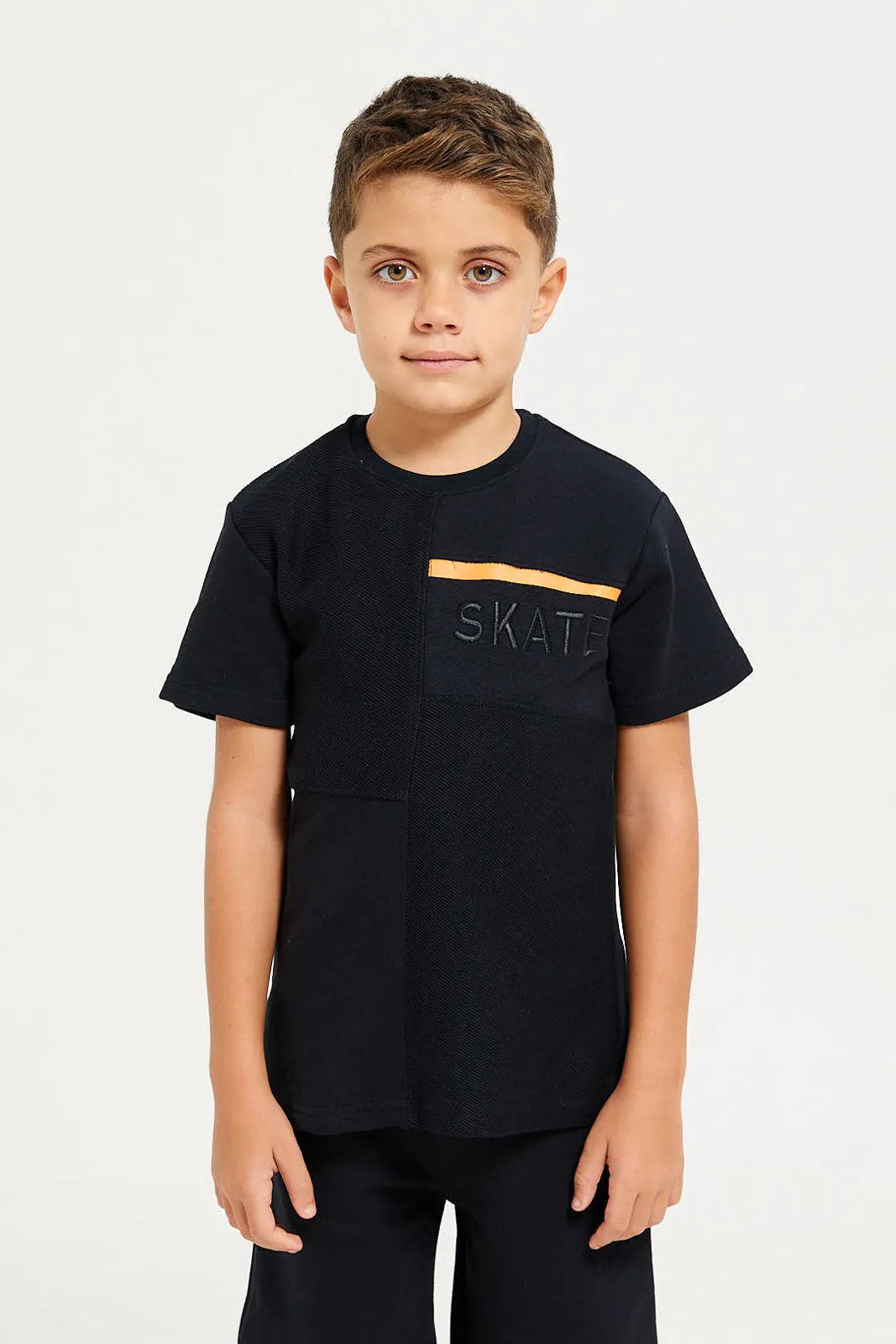 Boys Black Jacquard Casual Set (2 Piece)