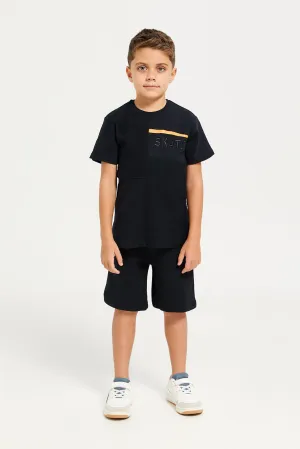 Boys Black Jacquard Casual Set (2 Piece)