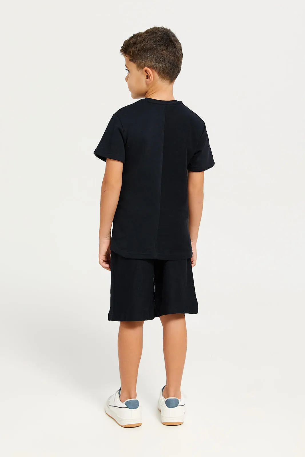 Boys Black Jacquard Casual Set (2 Piece)