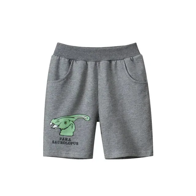 Boys Cartoon Dinosaur Shorts Summer New Children's Letter Print Short Pants for Boy Elastic Waist Beach Shorts Kids Clothes