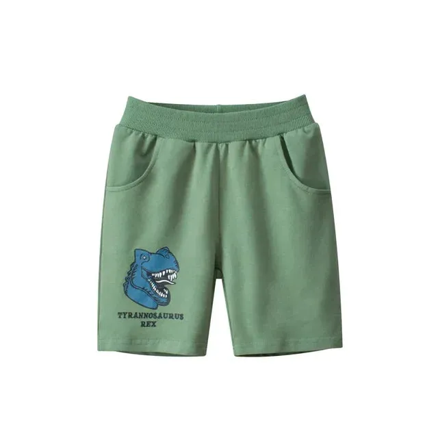 Boys Cartoon Dinosaur Shorts Summer New Children's Letter Print Short Pants for Boy Elastic Waist Beach Shorts Kids Clothes