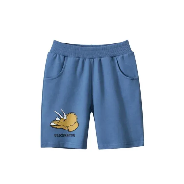 Boys Cartoon Dinosaur Shorts Summer New Children's Letter Print Short Pants for Boy Elastic Waist Beach Shorts Kids Clothes