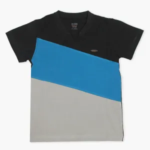 Boys Half Sleeves Polo T-Shirt - Black & Blue