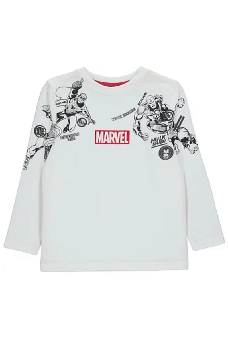 Boys White Official Marvel Comics Cotton T-Shirt
