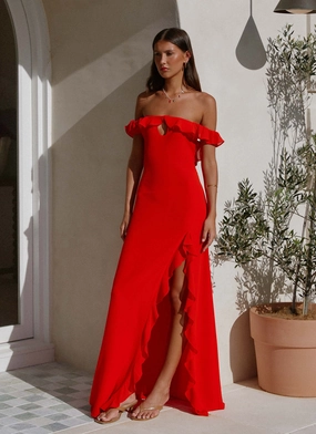 Braxton Maxi Dress - Red Casual Comfort Wear Braxton Maxi Dress - Red Comfortable Look Quick Match