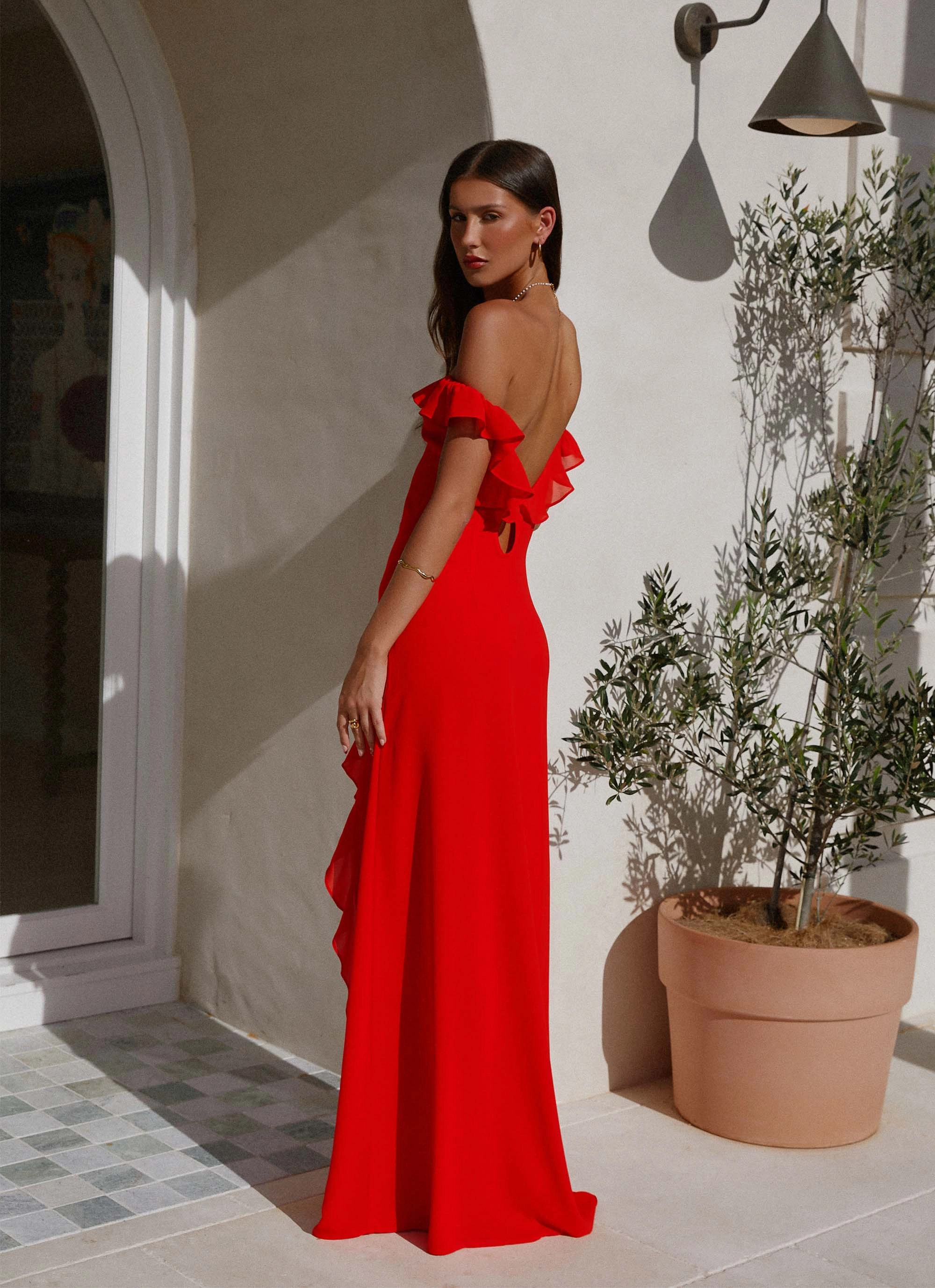 Braxton Maxi Dress - Red Adjustable-Length