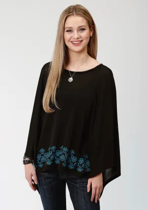 Breathable Design Roper Womens Black/Blue Polyester Hankerchief Sweater Roper Womens Black/Blue Polyester Hankerchief Sweater Low Maintenance Easy Care