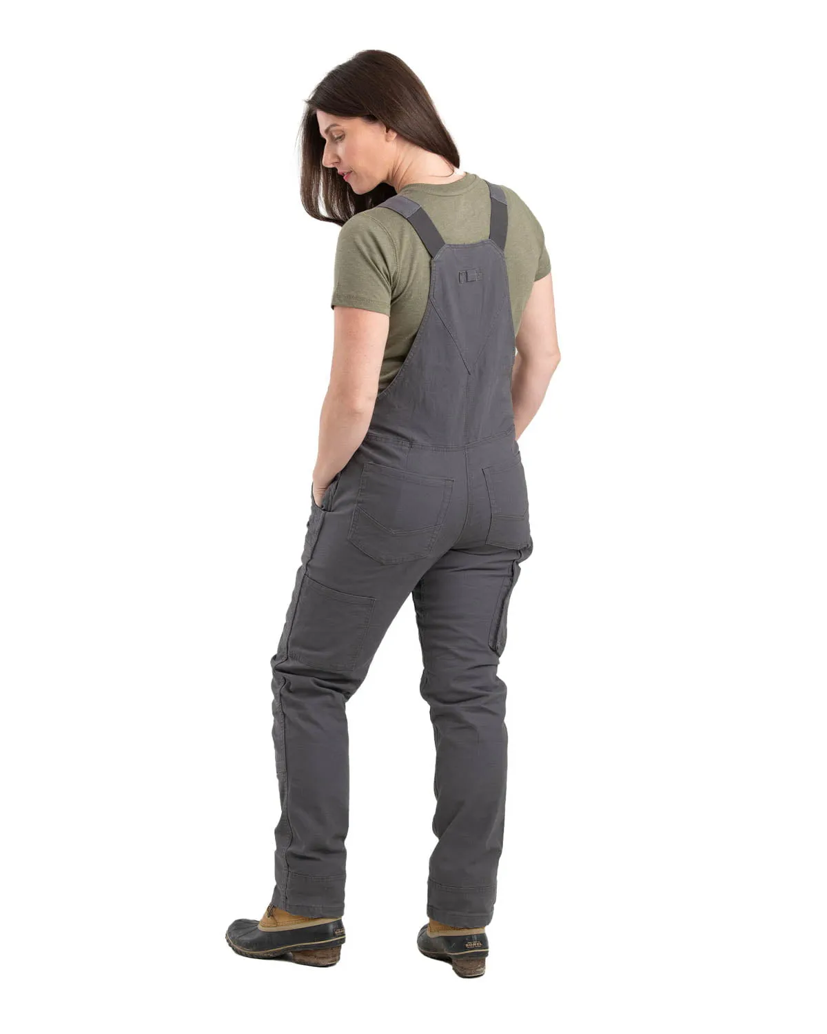 Berne Titanium Cotton Blend Ladies Flex180 Field Bib Overall Comfy Silhouette Fit Layer