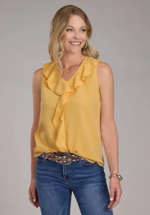 Breathable Lining Roper Womens Center Front Ruffle Golden Yellow 100% Polyester S/L Blouse Roper Womens Center Front Ruffle Golden Yellow 100% Polyester S/L Blouse Autumn Look
