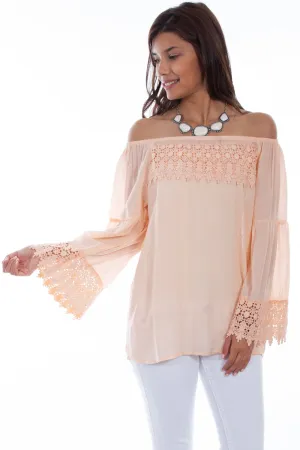Breathable Material Scully Womens Graceful Pullover Peach 100% Viscose L/S Blouse Scully Womens Graceful Pullover Peach 100% Viscose L/S Blouse Light Option