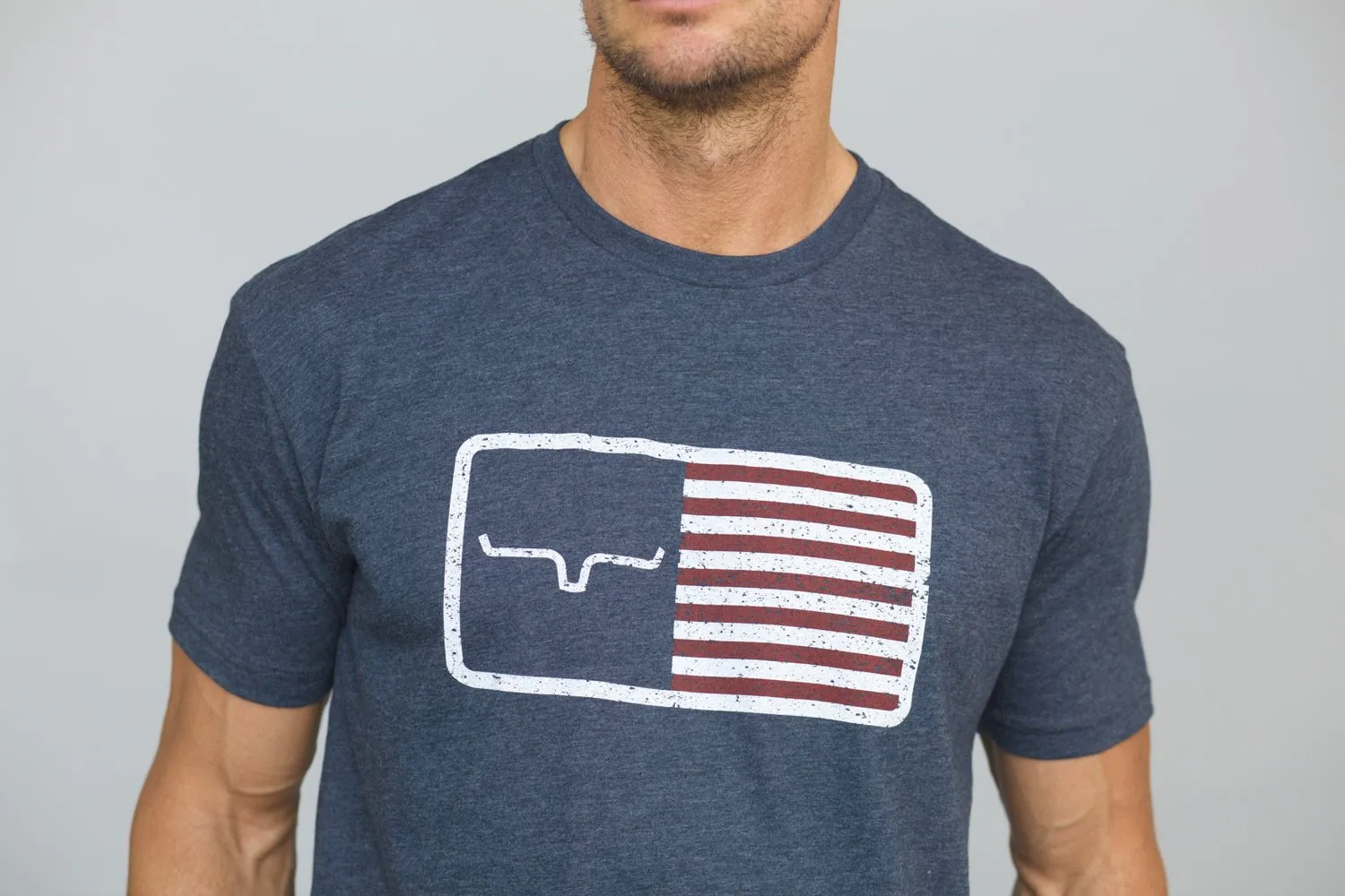 Unique Design Kimes Ranch Mens American Trucker Tee Navy Cotton Blend S/S T-Shirt