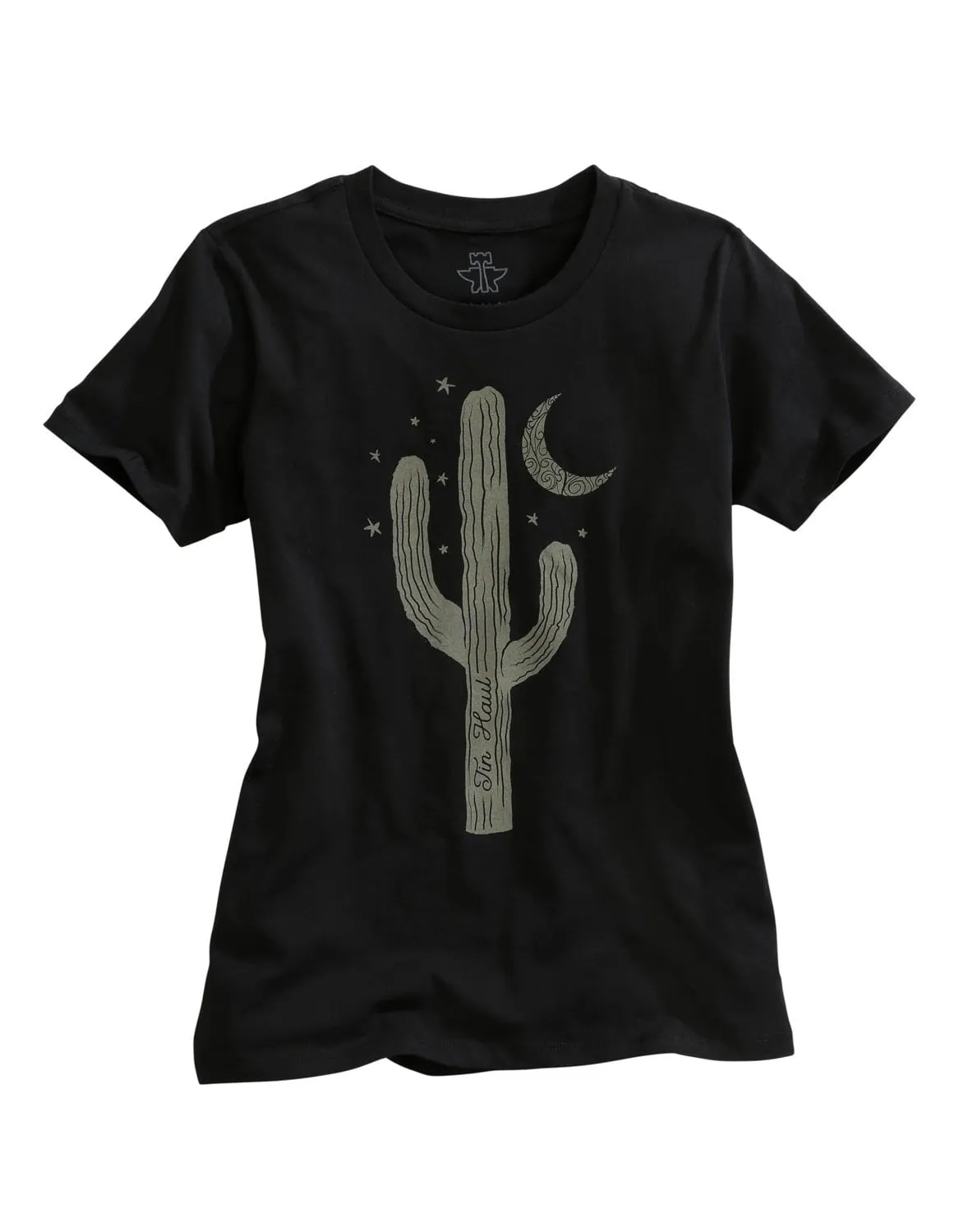 Tin Haul Womens Black 100% Cotton Single Cactus S/S T-Shirt All-Weather Ready
