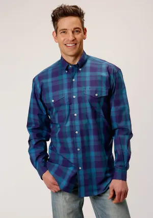 Breathable Underarm Vents Roper Mens Purple 100% Cotton Shadow Ombre BD L/S Button Shirt Roper Mens Purple 100% Cotton Shadow Ombre BD L/S Button Shirt Chic Comfort