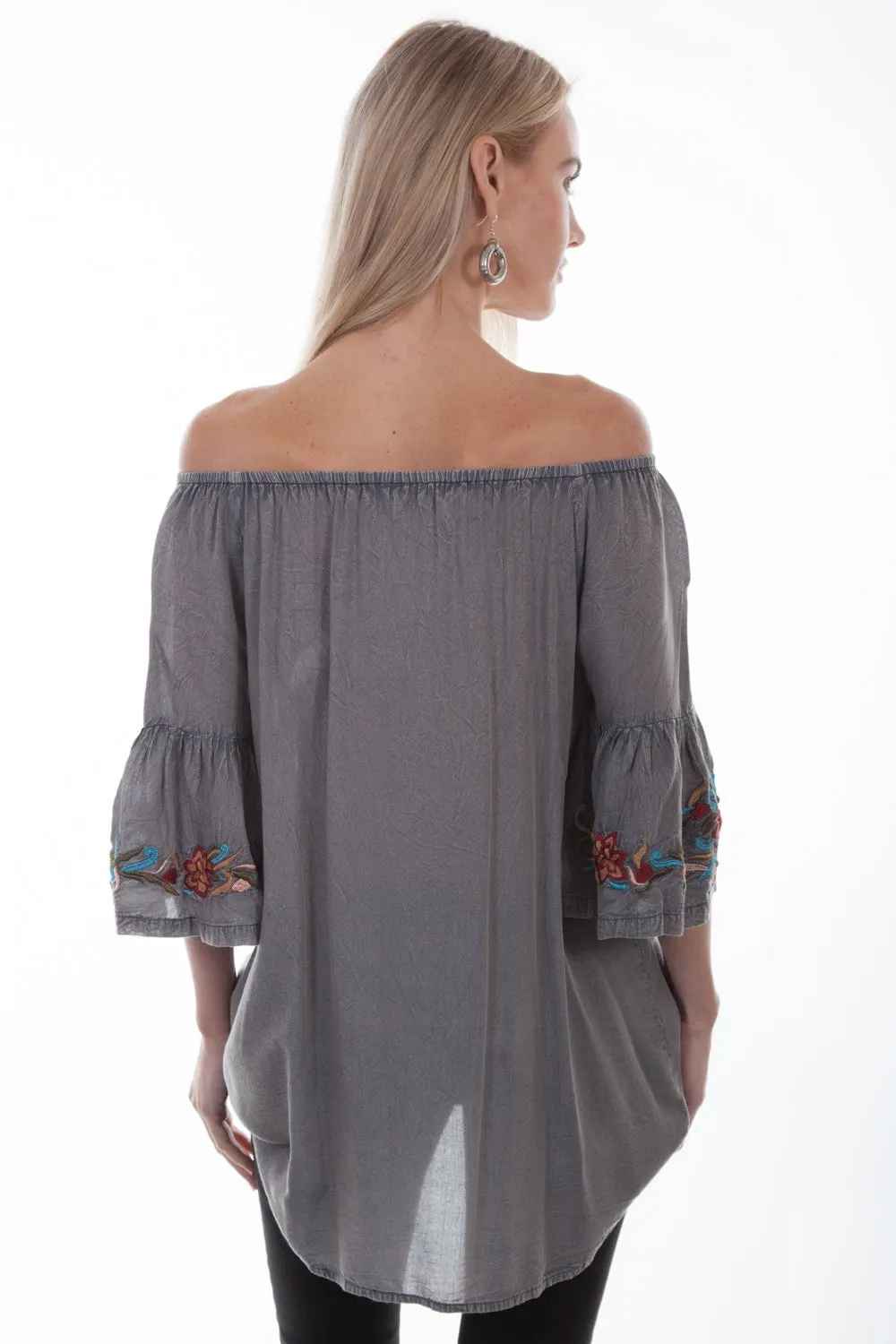 Fitted Design Scully Womens Charcoal Viscose Rope Tie S/S Tunic