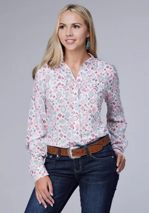 Breathable wear Roper Womens Scattered Aztec Multi-Color 100% Rayon L/S Shirt Roper Womens Scattered Aztec Multi-Color 100% Rayon L/S Shirt Active Layer