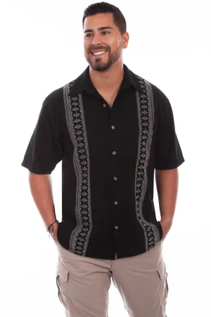 Breathable wear Scully Mens Black/Tan 100% Cotton Calypso S/S Shirt Scully Mens Black/Tan 100% Cotton Calypso S/S Shirt Lightweight Comfort Oversized Fit