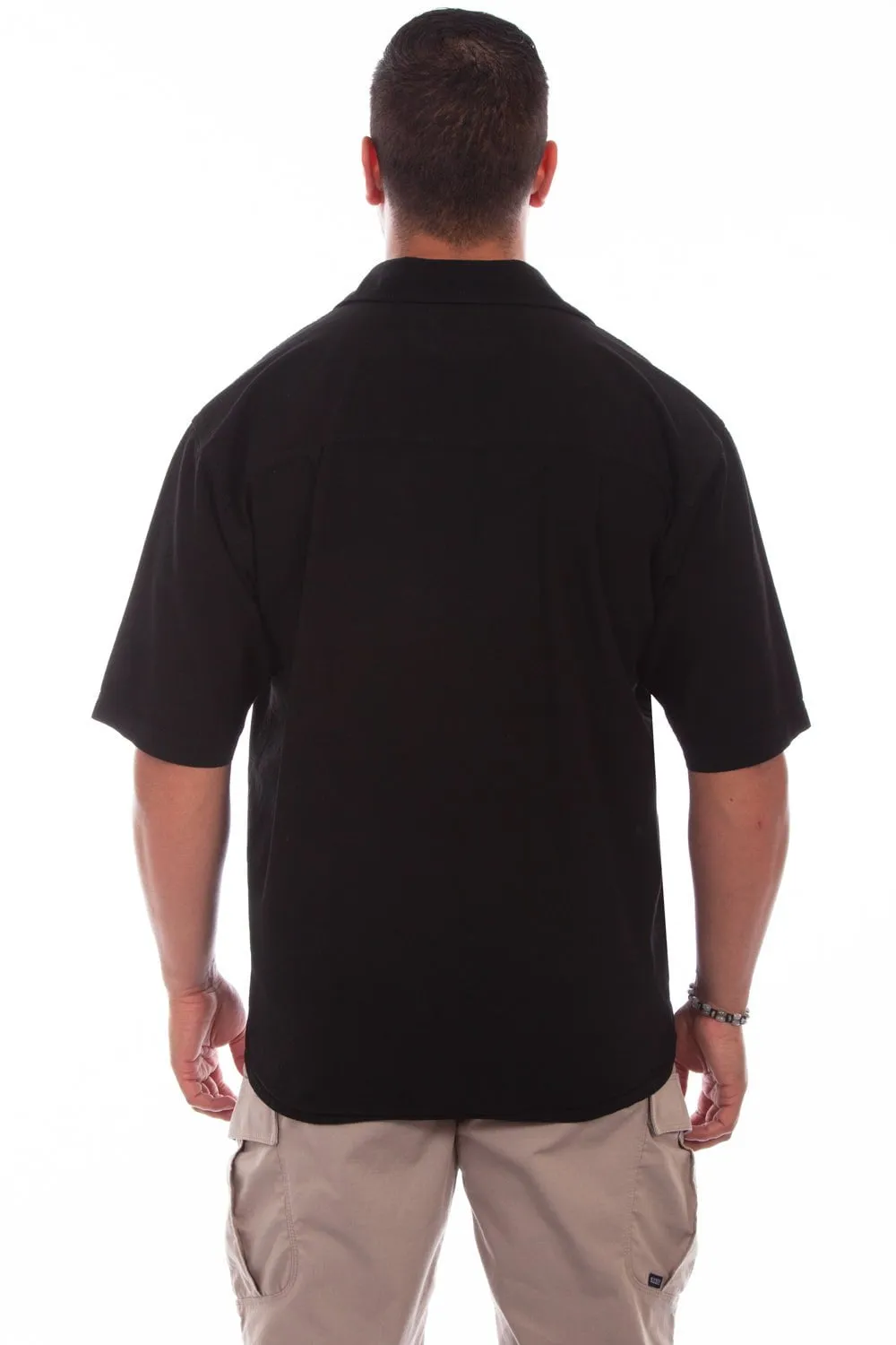 Scully Mens Black/Tan 100% Cotton Calypso S/S Shirt Anti Static Finish Chill Comfort