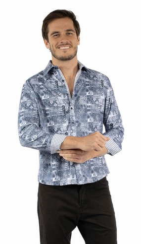 Breathable Cotton Scully Mens Polynesian Dress Blue Poly/Rayon L/S Shirt Scully Mens Polynesian Dress Blue Poly/Rayon L/S Shirt Cruise Collection Relaxed Wear