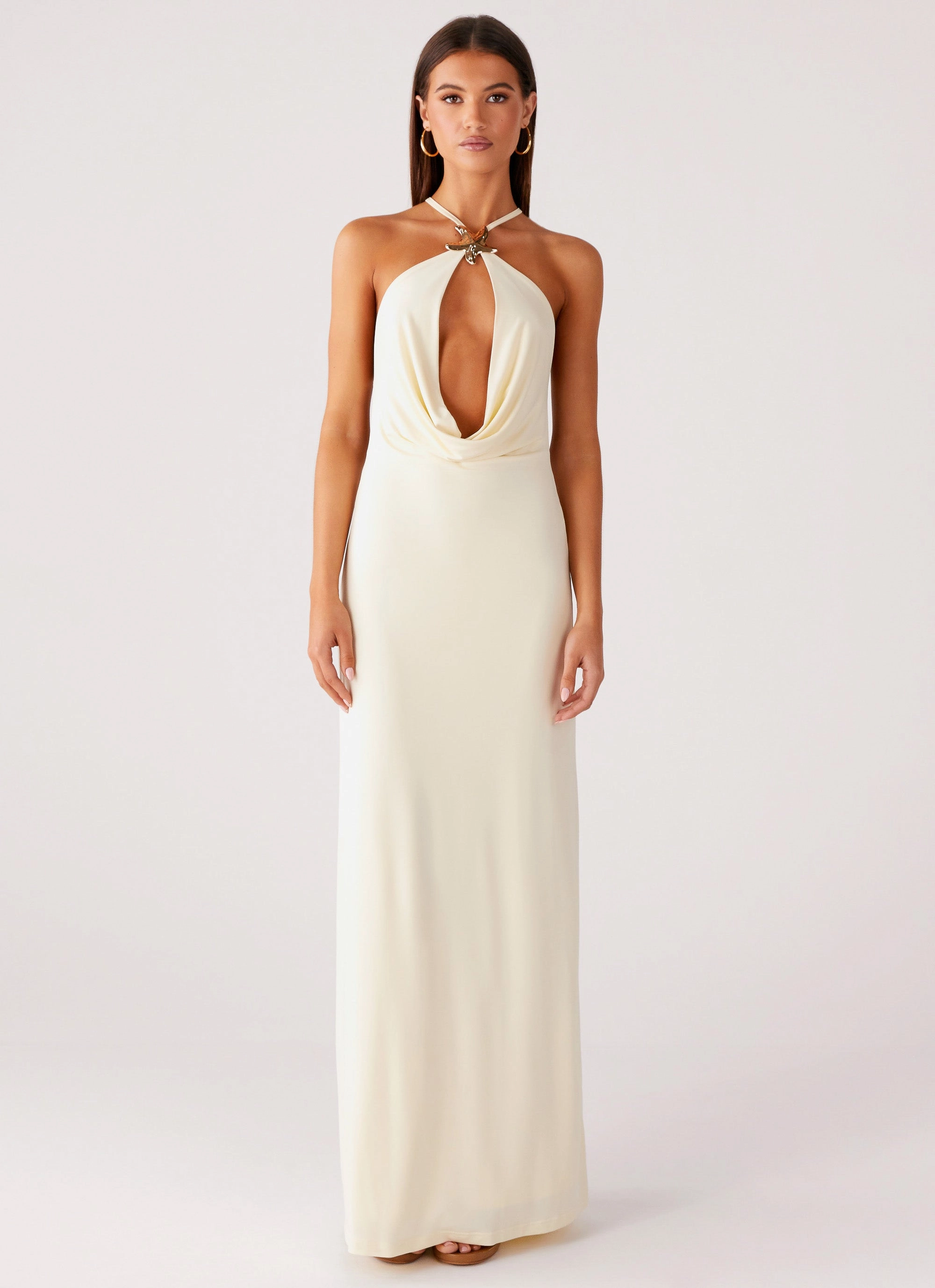 Mistlight Cowl Maxi Dress - Yellow Elegant Appearance