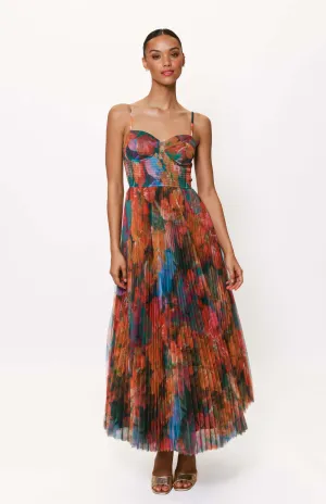 Brianna Gown in Teal Multi Overlay Hibiscus Floral Athletic Attire Brianna Gown in Teal Multi Overlay Hibiscus Floral Modest Light Texture Blend