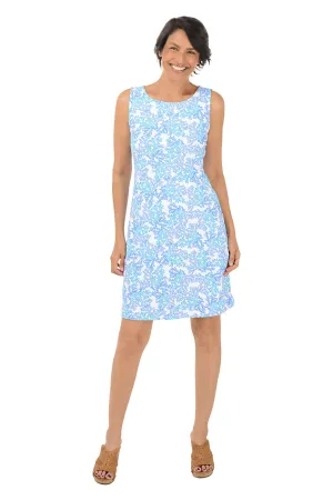 Bridal Choice Blue Coral UPF50  Sleeveless Shift Dress Relaxed Fit Blue Coral UPF50  Sleeveless Shift Dress