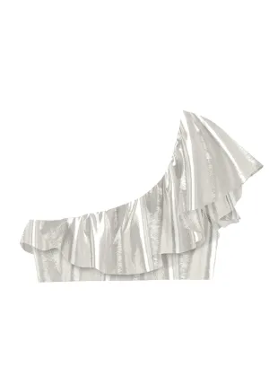 Bright Silver One Shoulder Top