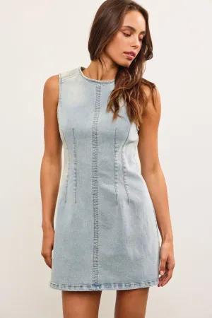 BROOKE DENIM MINI DRESS classic waist BROOKE DENIM MINI DRESS Sleek Presence Relaxed and Elegant