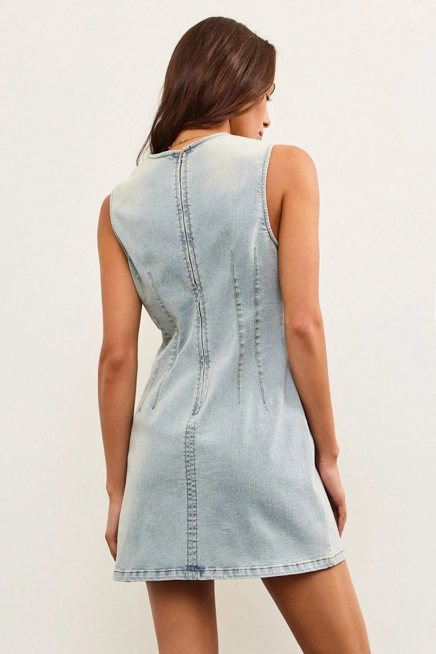 BROOKE DENIM MINI DRESS light layering