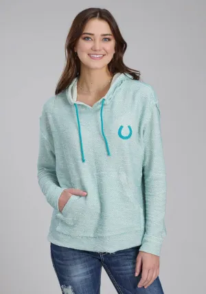 Brushed Inner Lining Roper Womens Knit Horseshoe Cream/Aqua 100% Cotton Hoodie Roper Womens Knit Horseshoe Cream/Aqua 100% Cotton Hoodie Sleek Fit Relaxed Feel