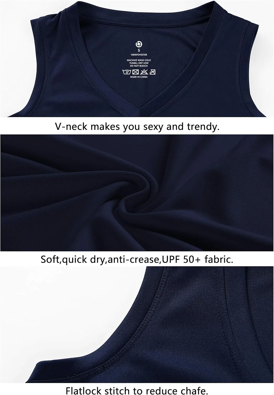 BUBBLELIME Women's Short/Sleeveless Sleeve UPF 50  V Neck Athletic T-Shirt Tank Tops Workout Quick Dry Tops