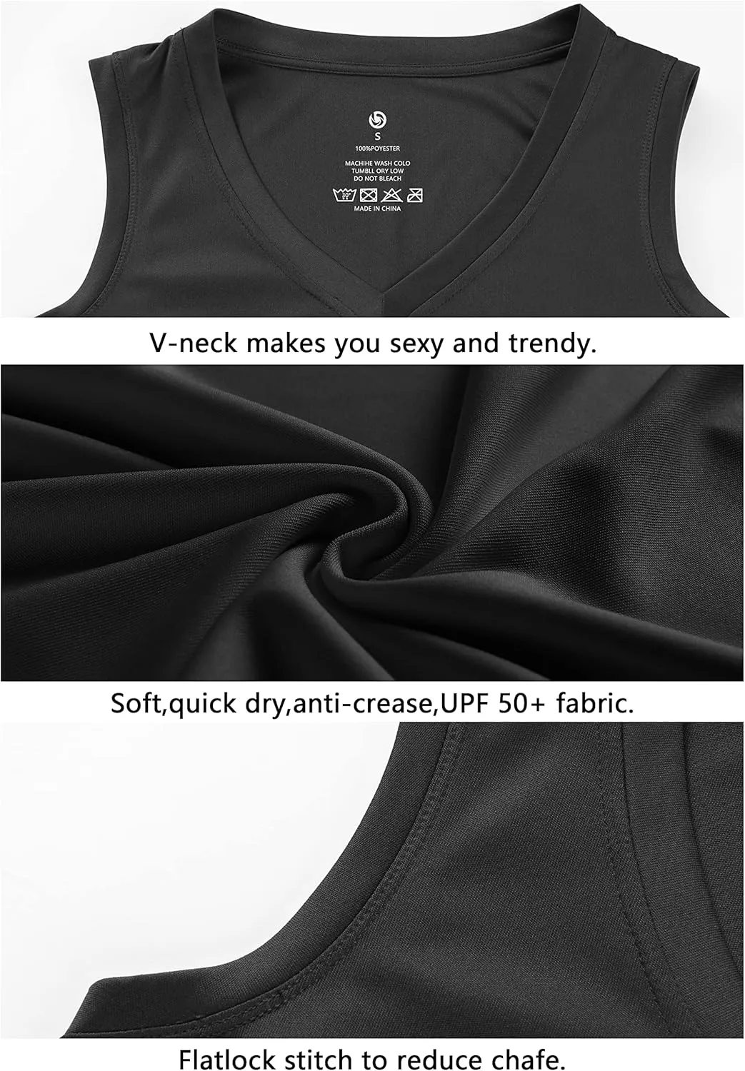 BUBBLELIME Women's Short/Sleeveless Sleeve UPF 50  V Neck Athletic T-Shirt Tank Tops Workout Quick Dry Tops