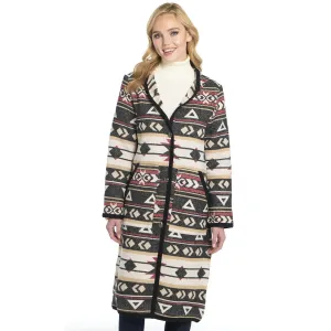 Built Smart Cripple Creek Womens Button Front Navajo Blanket Red Birch Polyester Duster Coat Casual Element Simple Aesthetic Cripple Creek Womens Button Front Navajo Blanket Red Birch Polyester Duster Coat