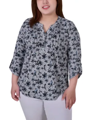 Burnt Orange Plus Size 3/4 Roll Sleeve Top Plus Size 3/4 Roll Sleeve Top Travel piece Work Look