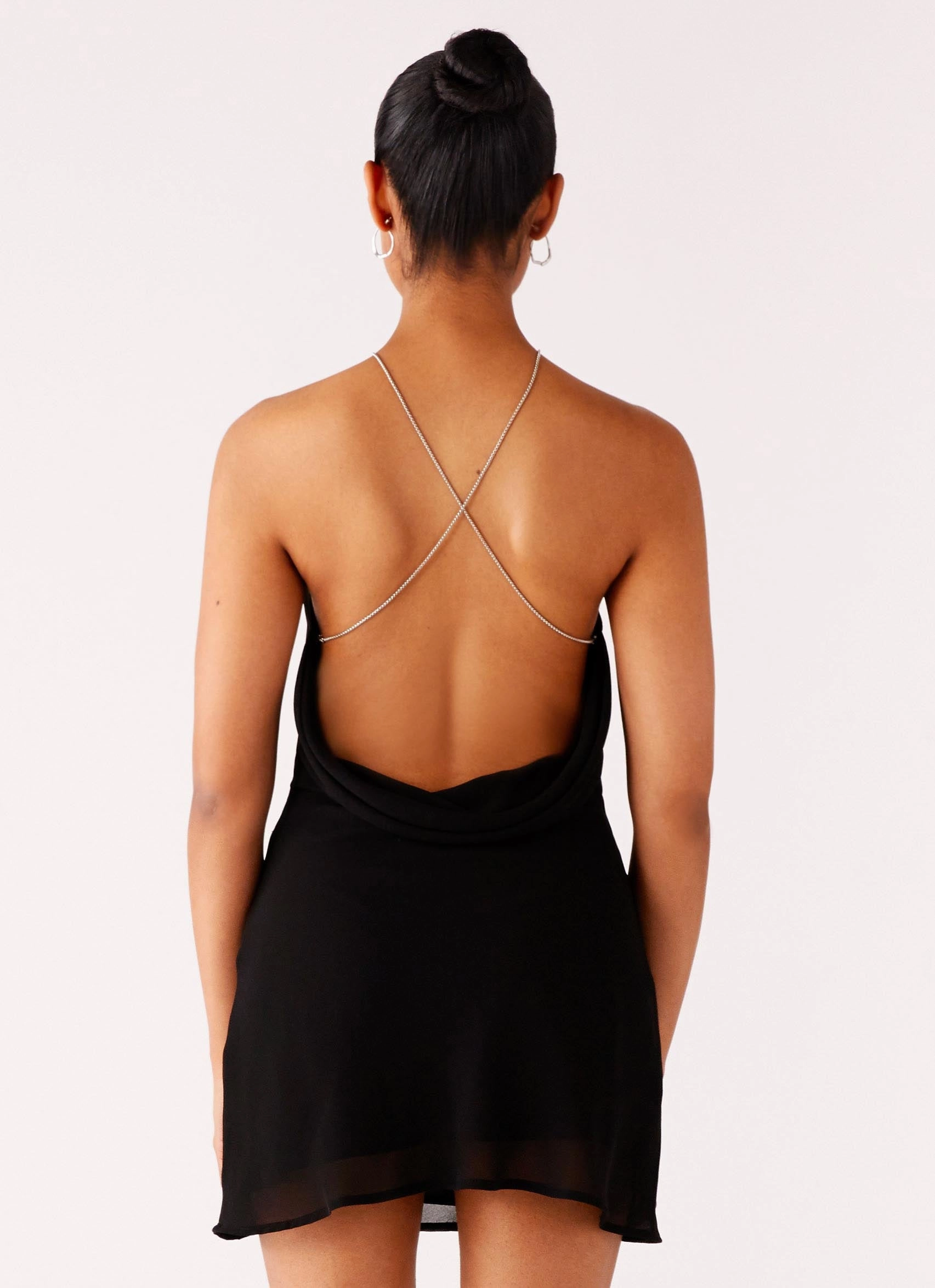 Inclusive Fit Key Hole Cowl Neckline Mini Dress - Black