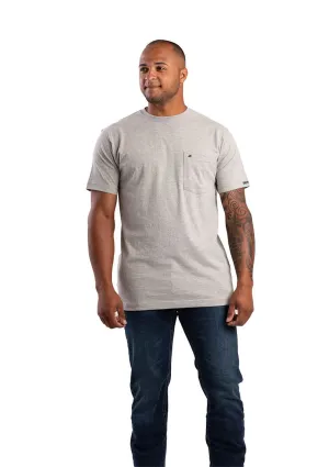 Button Down Collar Berne Mens Grey Cotton Blend Heavyweight Pocket Tee S/S Fashionable Comfort Berne Mens Grey Cotton Blend Heavyweight Pocket Tee S/S