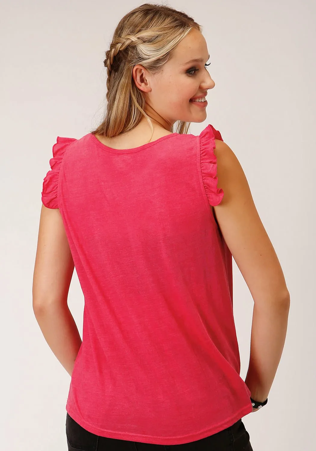 Roper Womens Leave Her Wild Watermelon Poly/Rayon S/L T-Shirt Eco Dye Technique Reinforced Elbow Patches